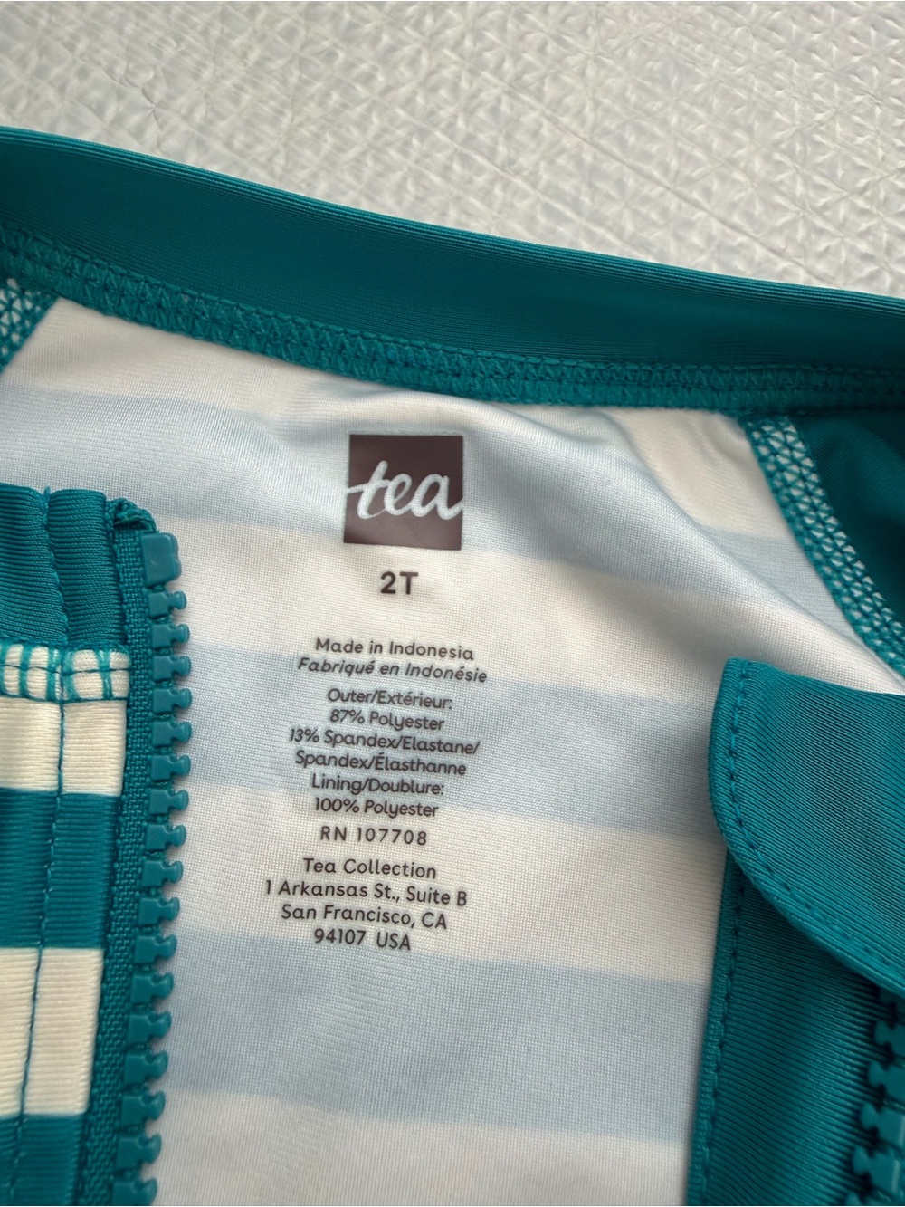 Tea Collection - Striped Rash Guard Swimsuit, 2T - Picture 4 of 7